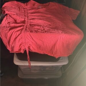 Women’s Vibrant Red Drawstring Shirt 2x